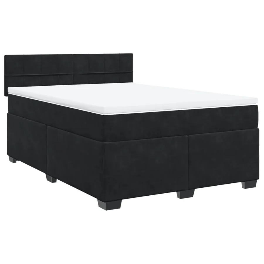 Sommier à lattes de lit avec matelas Noir 140x200 cm Velours - 3