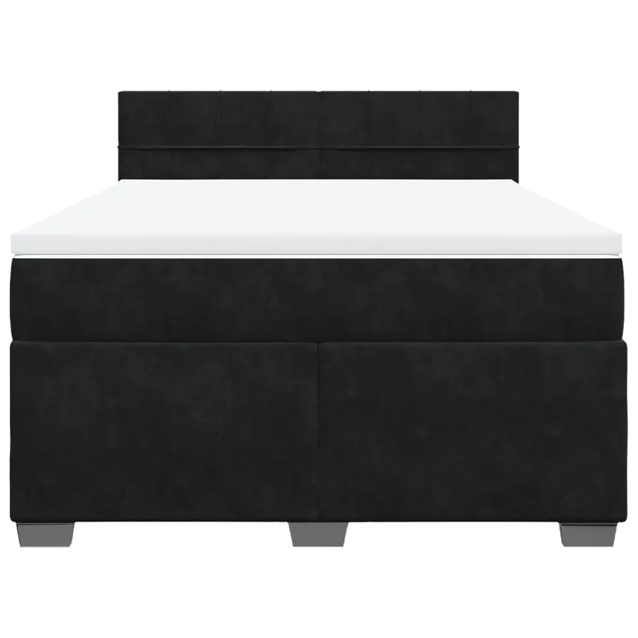 Sommier à lattes de lit avec matelas Noir 140x200 cm Velours - 6