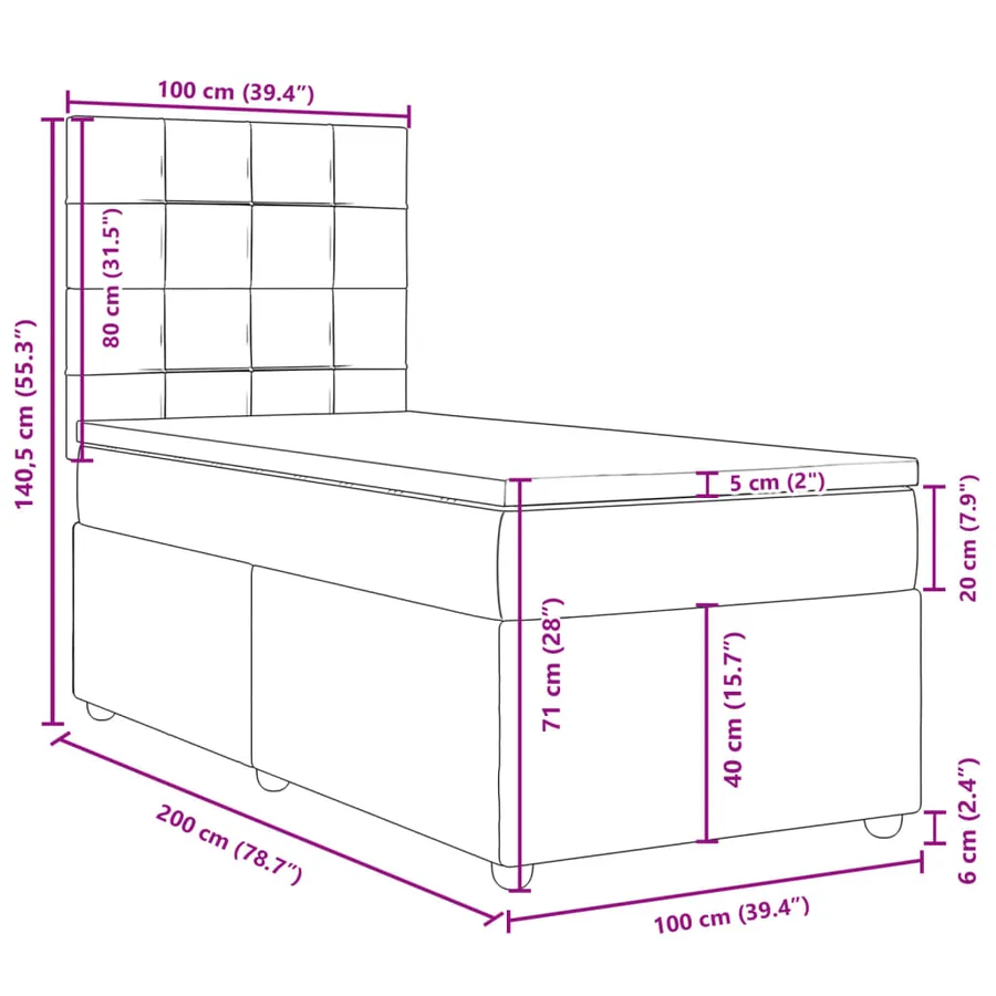 Sommier à lattes de lit avec matelas Marron foncé 100x200 cm - 18