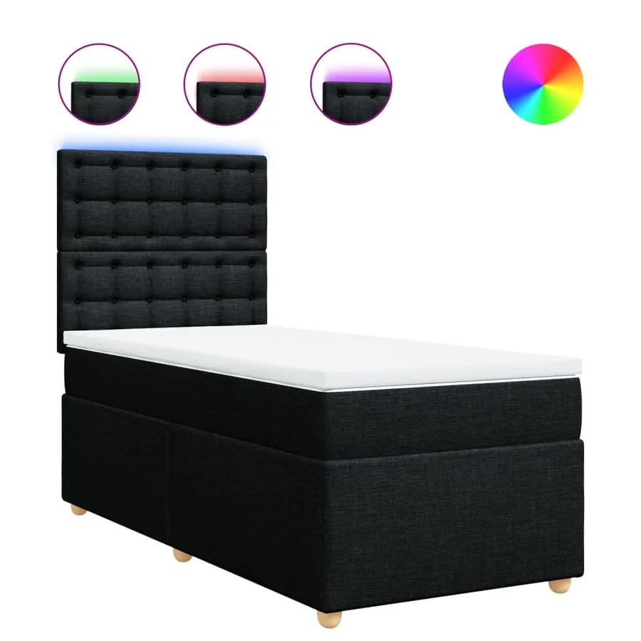 Sommier à lattes de lit avec matelas Noir 100x200 cm Tissu - 2