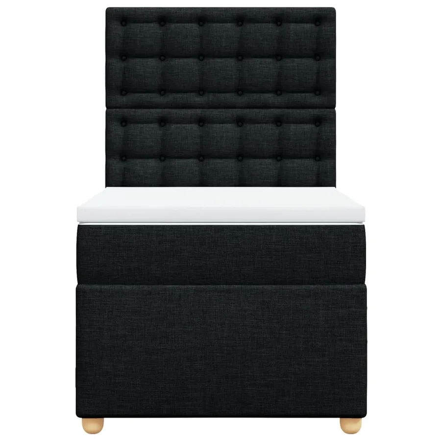 Sommier à lattes de lit avec matelas Noir 100x200 cm Tissu - 6