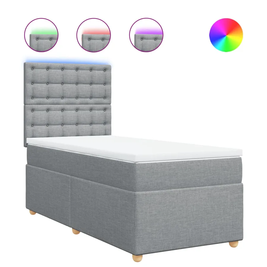 Sommier à lattes de lit avec matelas Gris clair 100x200cm Tissu - 2