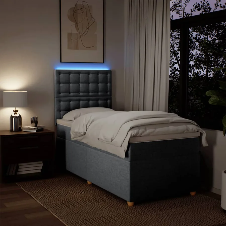 Sommier à lattes de lit avec matelas Gris clair 100x200cm Tissu - 4