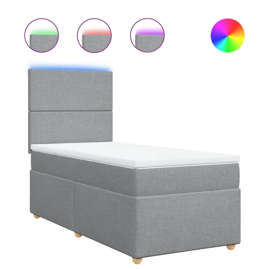 Sommier à lattes de lit avec matelas Gris clair 90x200 cm Tissu - 2