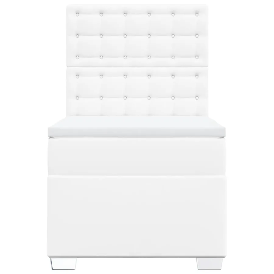Sommier à lattes de lit avec matelas Blanc 90x200 cm Similicuir - 4