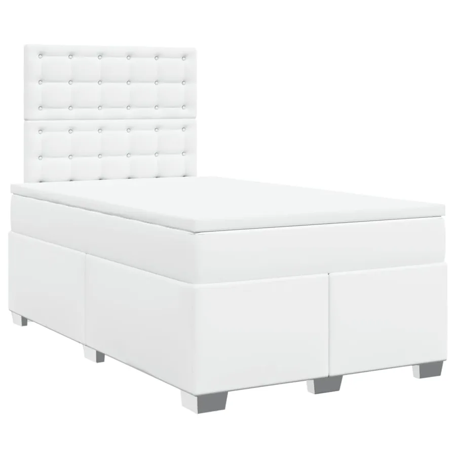 Sommier à lattes de lit avec matelas blanc 120x190cm similicuir - 2