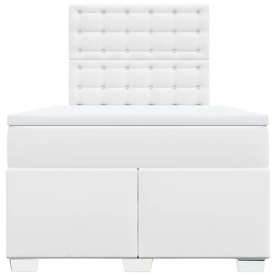 Sommier à lattes de lit avec matelas blanc 120x190cm similicuir - 4