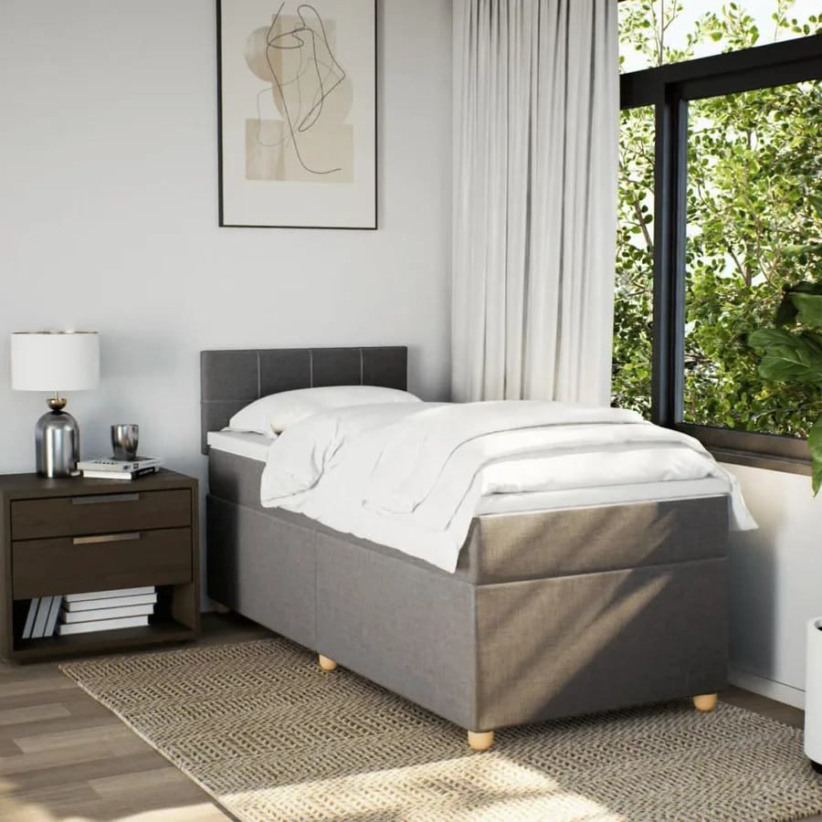 Sommier à lattes de lit avec matelas Taupe 90x200 cm Tissu - 4