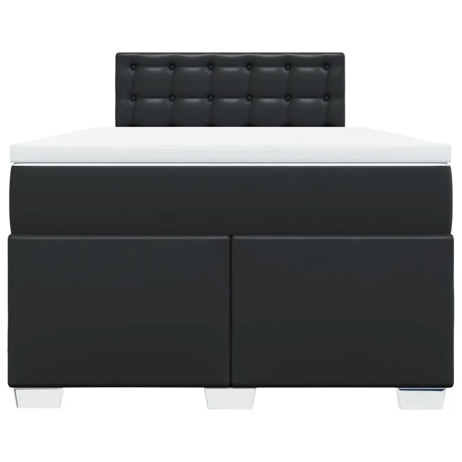 Sommier à lattes de lit avec matelas noir 120x190 cm similicuir - 6