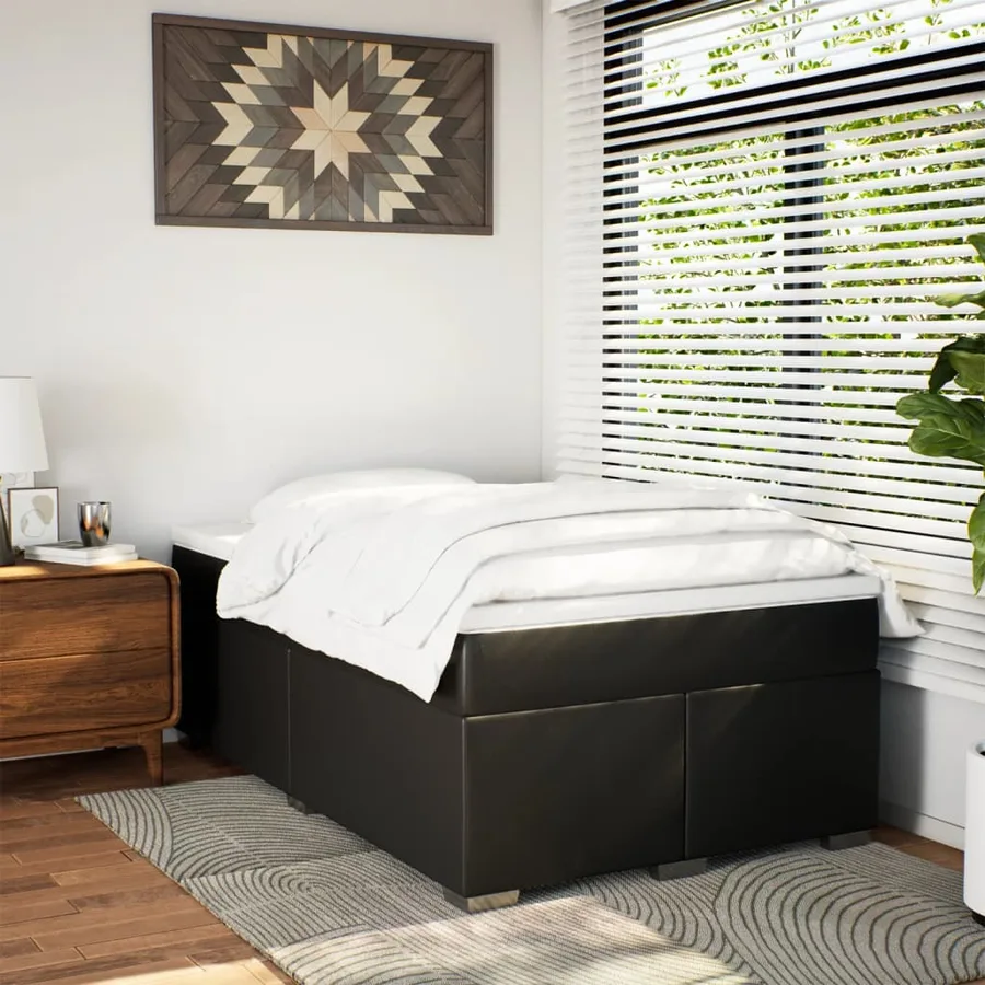 Sommier à lattes de lit avec matelas noir 120x190 cm similicuir - 3