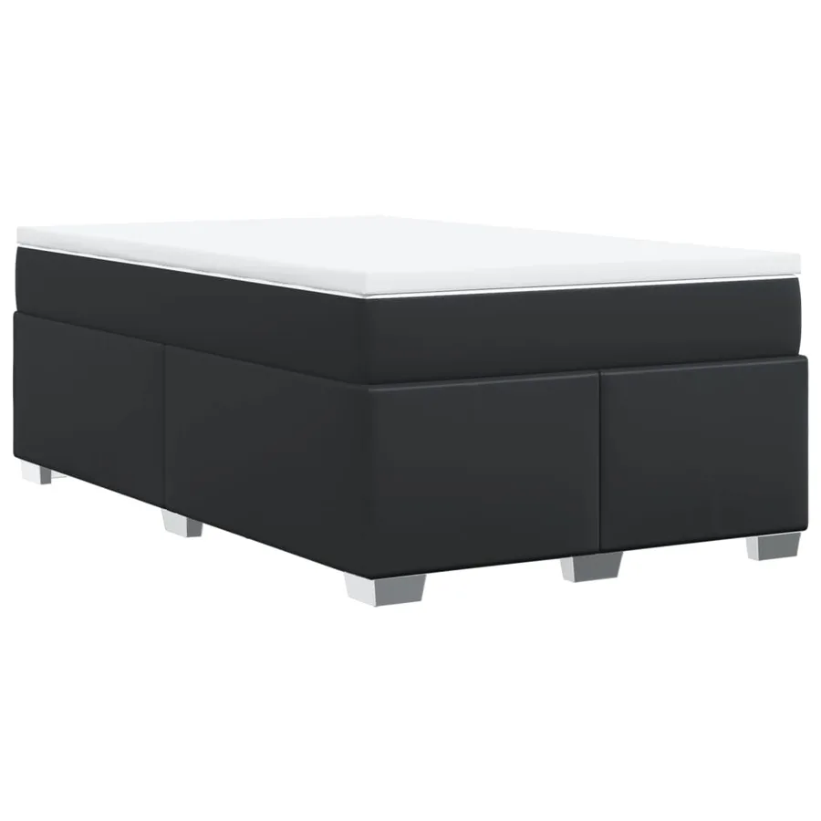 Sommier à lattes de lit avec matelas noir 120x190 cm similicuir - 9