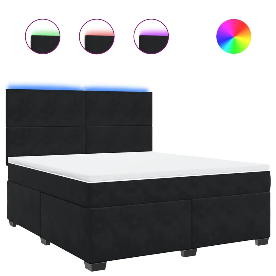 Sommier à lattes de lit avec matelas Noir 180x200 cm Velours - 2