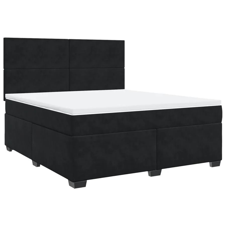 Sommier à lattes de lit avec matelas Noir 180x200 cm Velours - 3