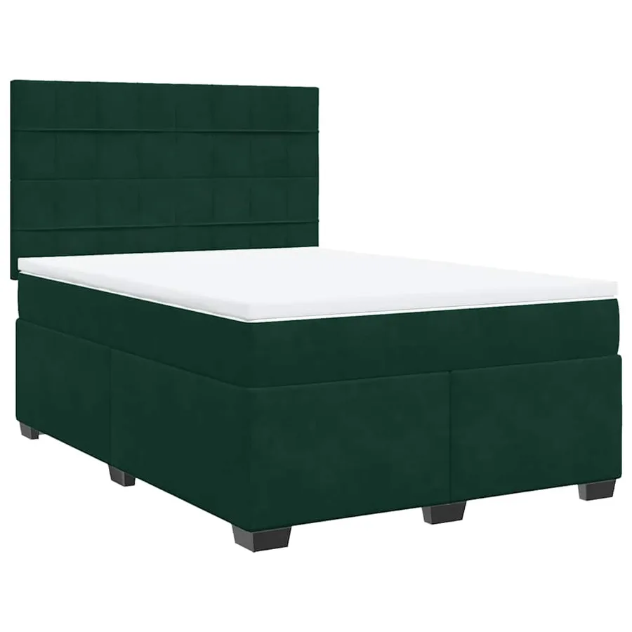 Sommier à lattes de lit et matelas Vert foncé 140x200cm Velours - 2