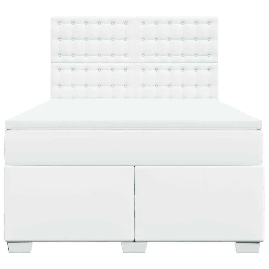 Sommier à lattes de lit avec matelas Blanc 140x190cm Similicuir - 6