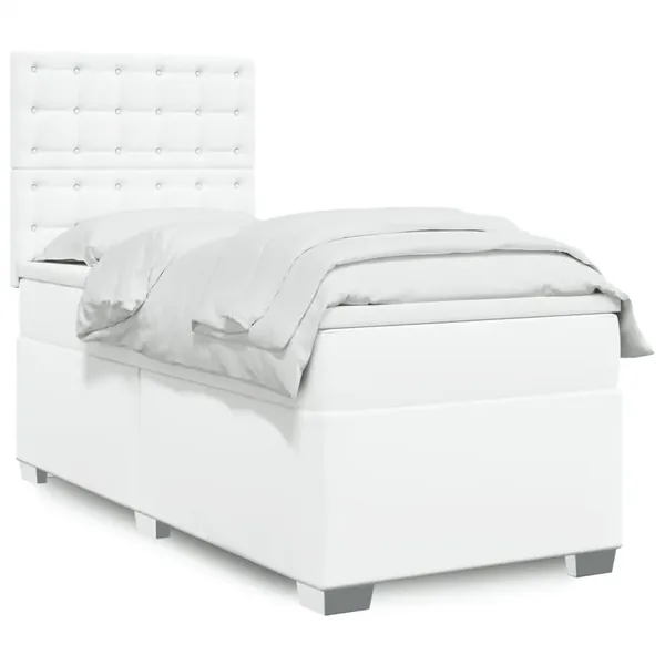 Sommier à lattes de lit avec matelas Blanc 80x200 cm Similicuir