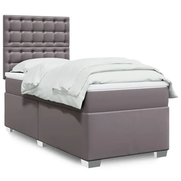 Sommier à lattes de lit avec matelas Gris 90x190 cm Similicuir