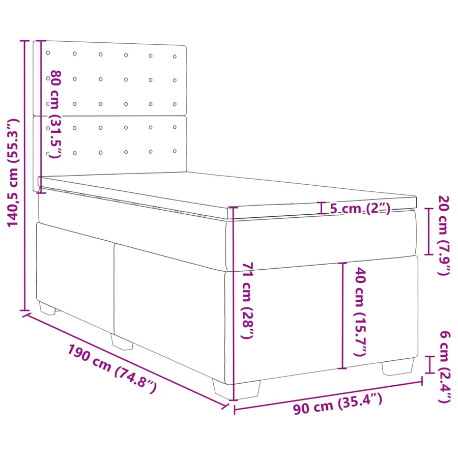 Sommier à lattes de lit avec matelas Gris 90x190 cm Similicuir - 18