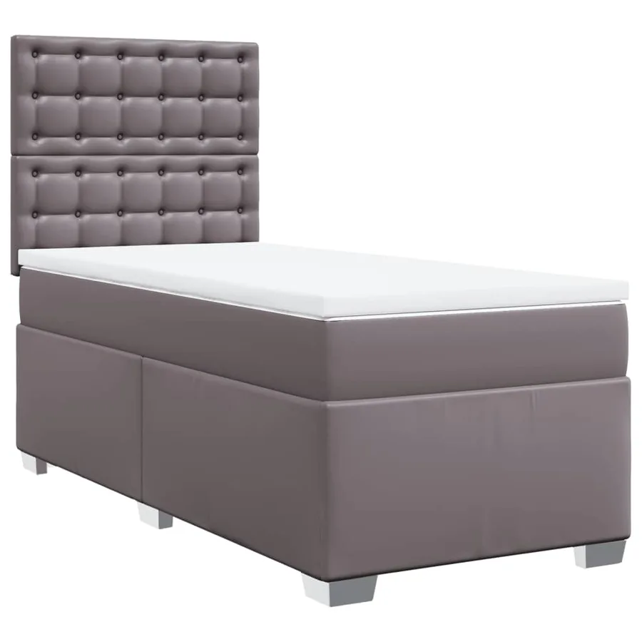 Sommier à lattes de lit avec matelas Gris 90x190 cm Similicuir - 3