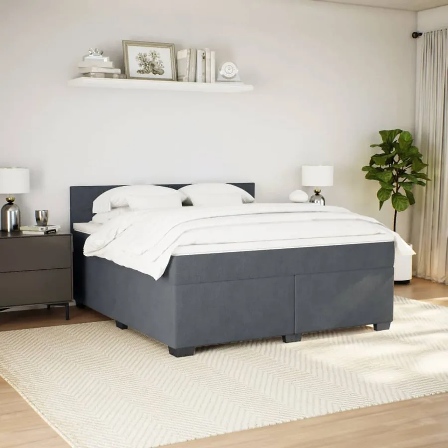 Sommier à lattes de lit et matelas Gris foncé 180x200cm Velours - 3