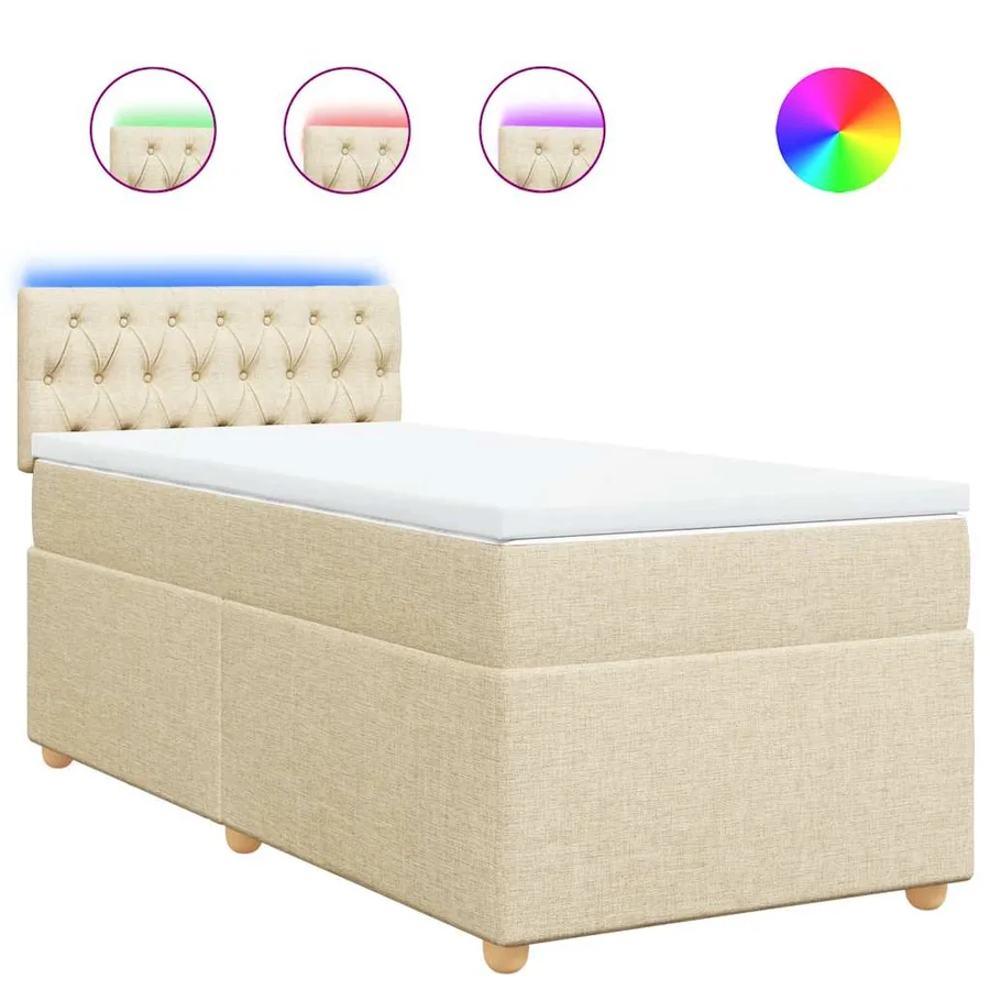 Sommier à lattes de lit avec matelas Crème 80x200 cm Tissu - 2