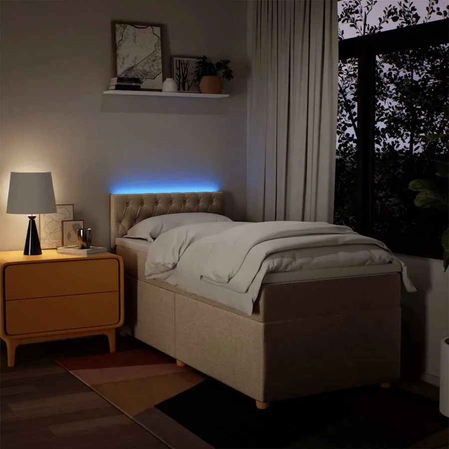 Sommier à lattes de lit avec matelas Crème 80x200 cm Tissu - 5