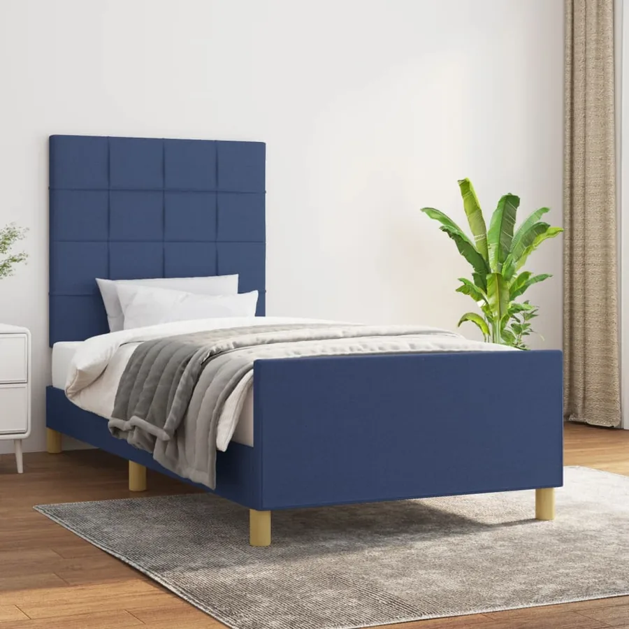 Cadre de lit sans matelas bleu 80x200 cm tissu
