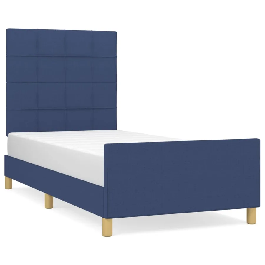 Cadre de lit sans matelas bleu 80x200 cm tissu - 2