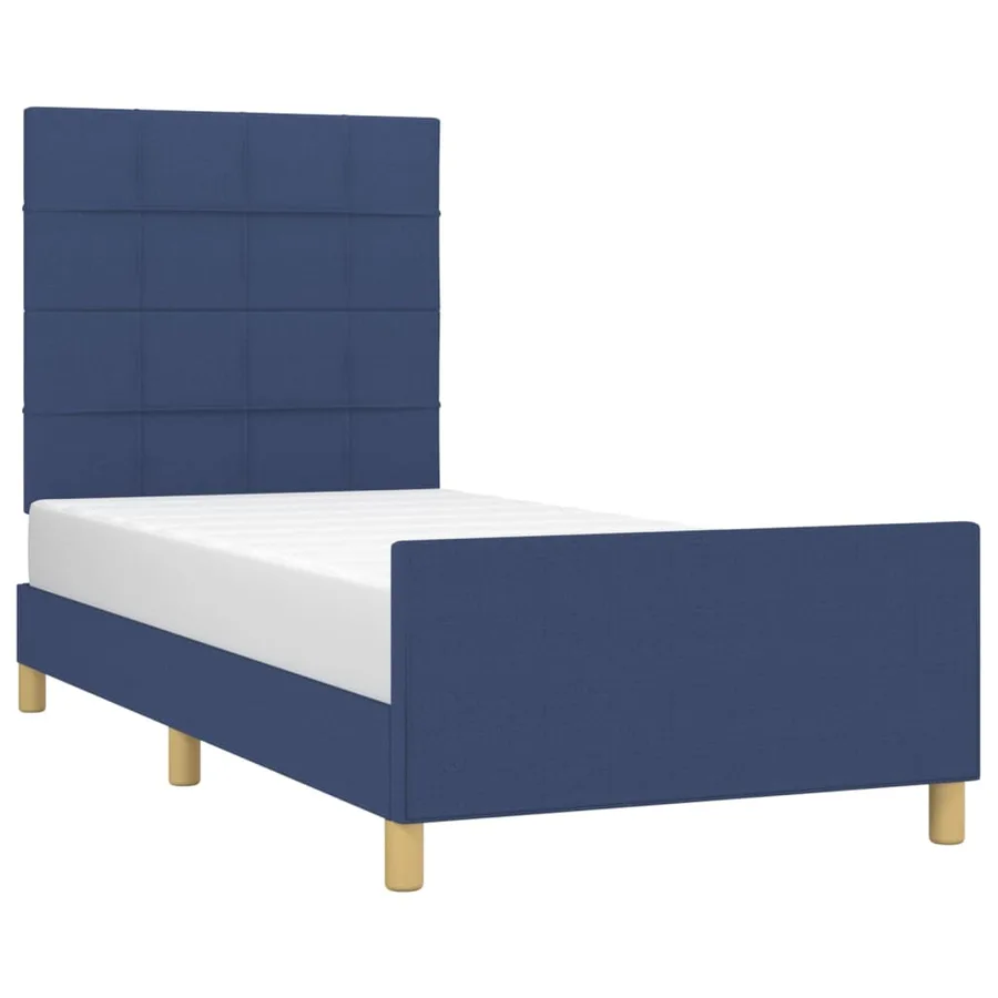 Cadre de lit sans matelas bleu 80x200 cm tissu - 3