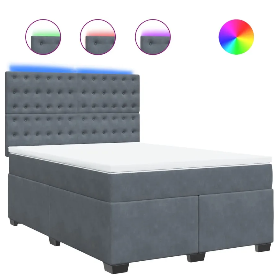 Sommier à lattes de lit et matelas Gris foncé 140x200cm Velours - 2