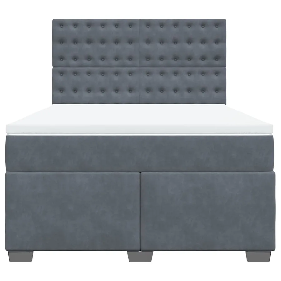 Sommier à lattes de lit et matelas Gris foncé 160x200cm Velours - 4