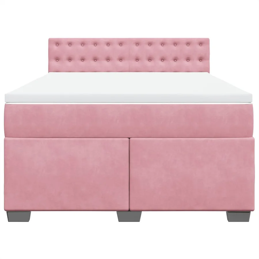 Sommier à lattes de lit et matelas rose foncé 140x200cm velours - 4