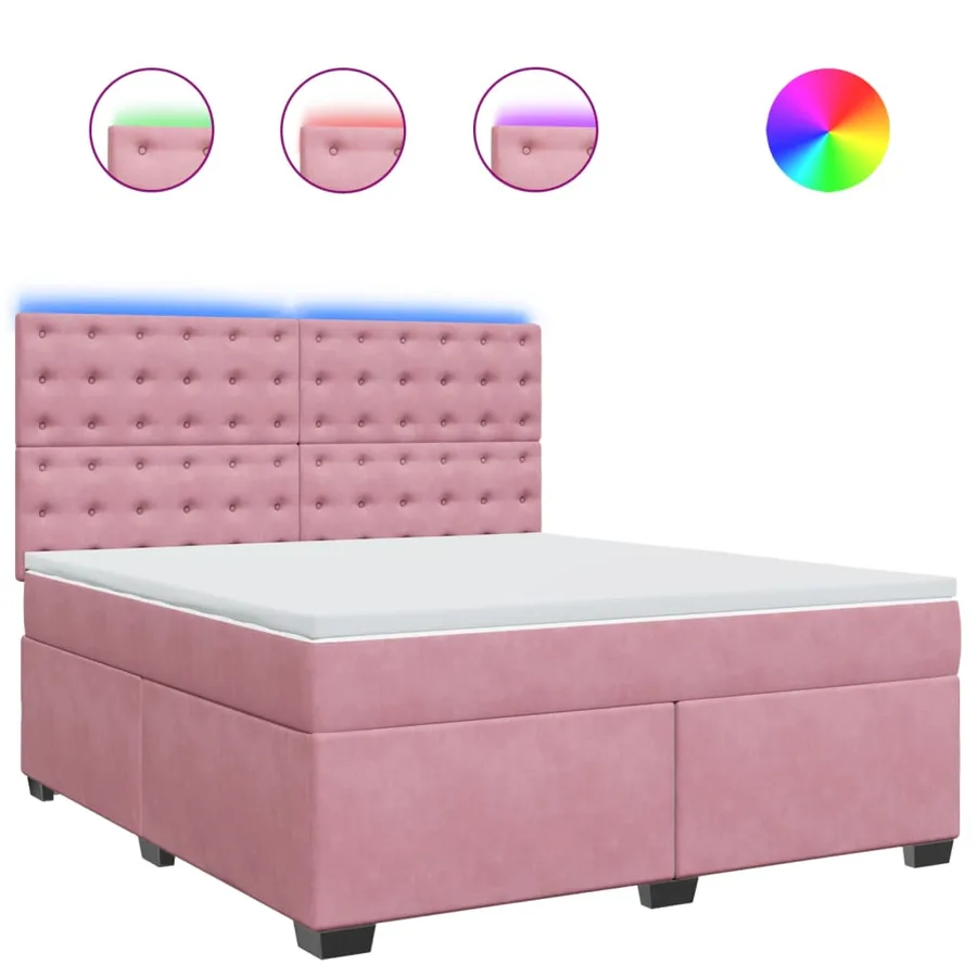 Sommier à lattes de lit avec matelas Rose 180x200 cm Velours - 2
