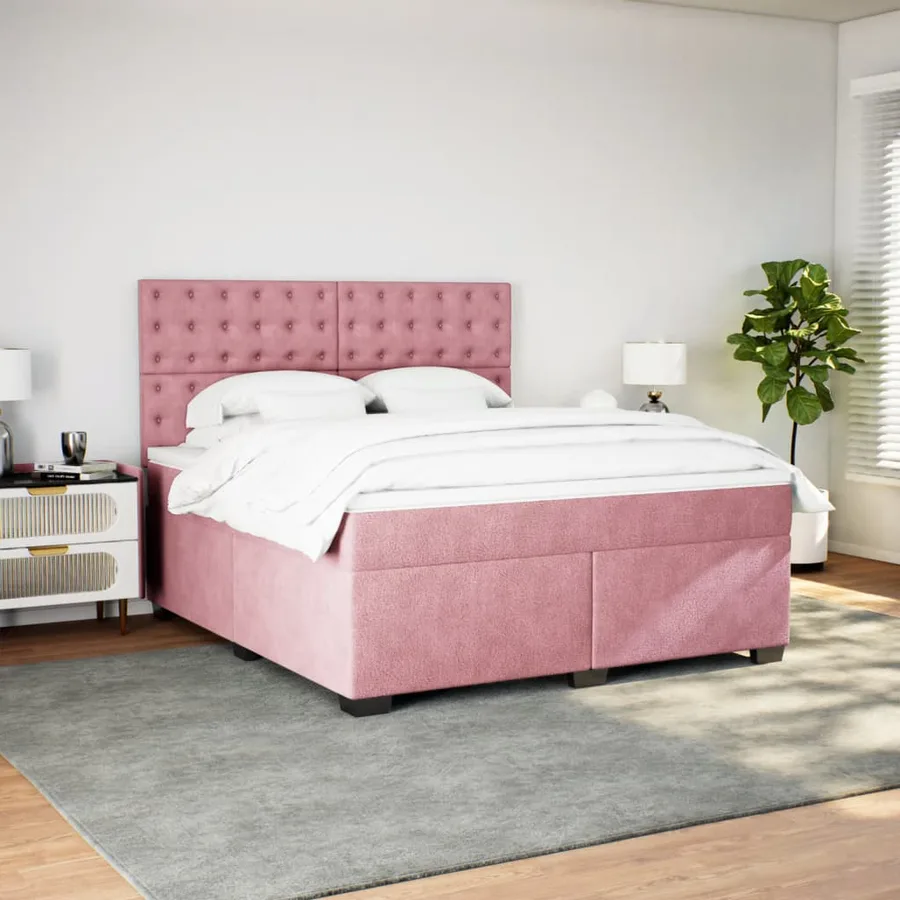 Sommier à lattes de lit avec matelas Rose 180x200 cm Velours - 5