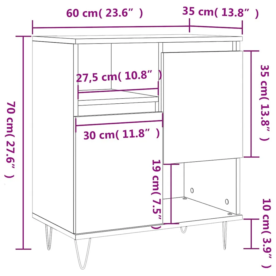 Buffet Sonoma gris 60x35x70 cm Bois d'ingénierie - 12