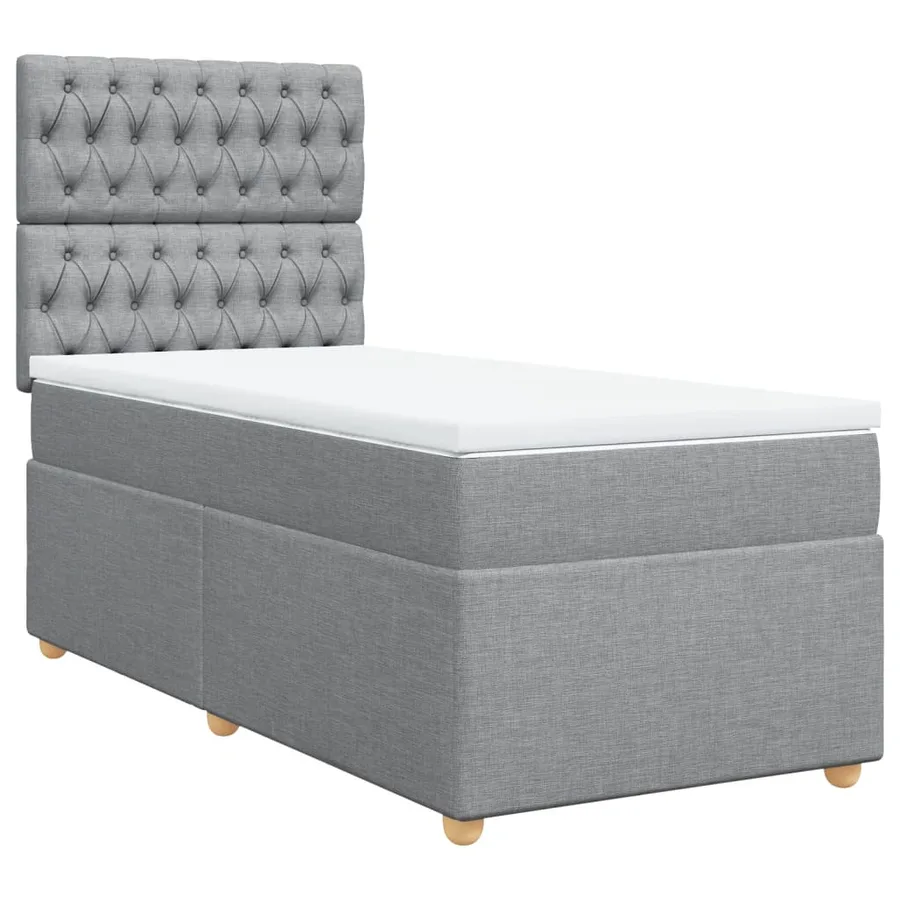 Sommier à lattes de lit et matelas Gris clair 90x190 cm Tissu - 3