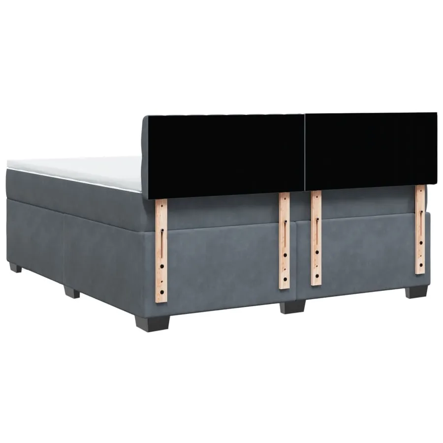 Sommier à lattes de lit et matelas Gris foncé 180x200cm Velours - 10