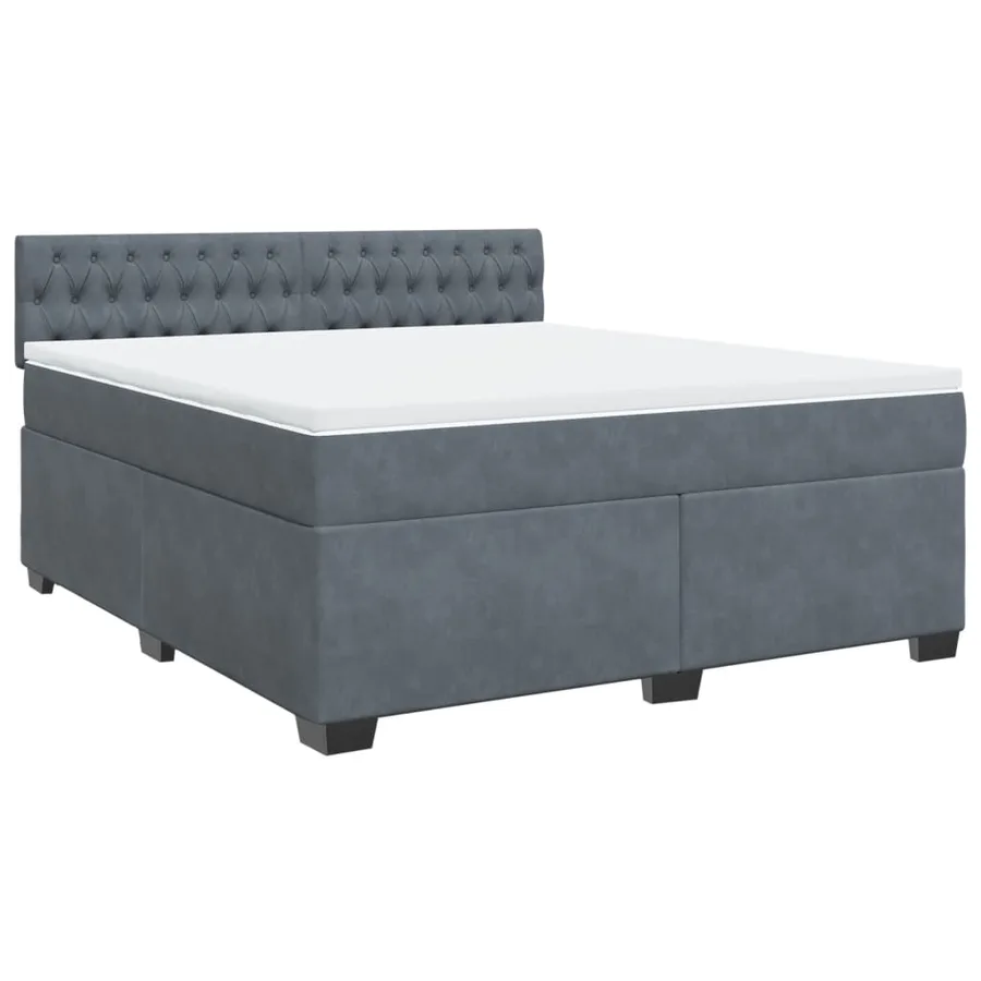 Sommier à lattes de lit et matelas Gris foncé 180x200cm Velours - 2
