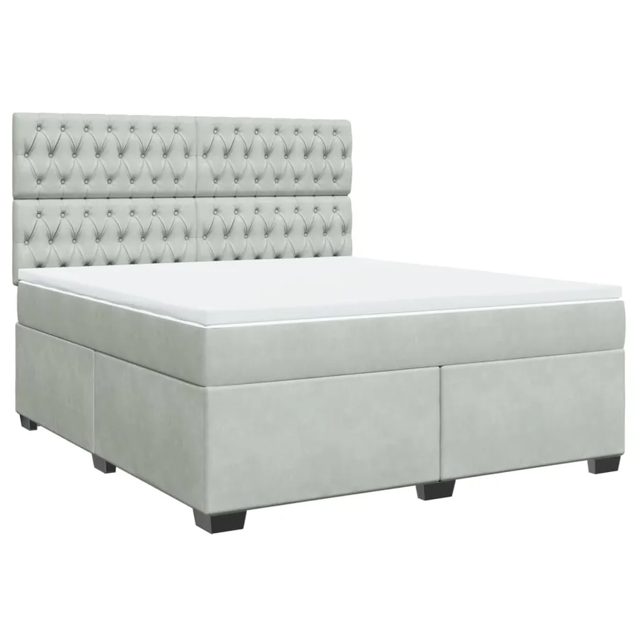 Sommier à lattes de lit et matelas Gris clair 180x200cm Velours - 2