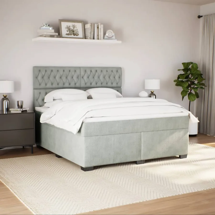 Sommier à lattes de lit et matelas Gris clair 180x200cm Velours - 3