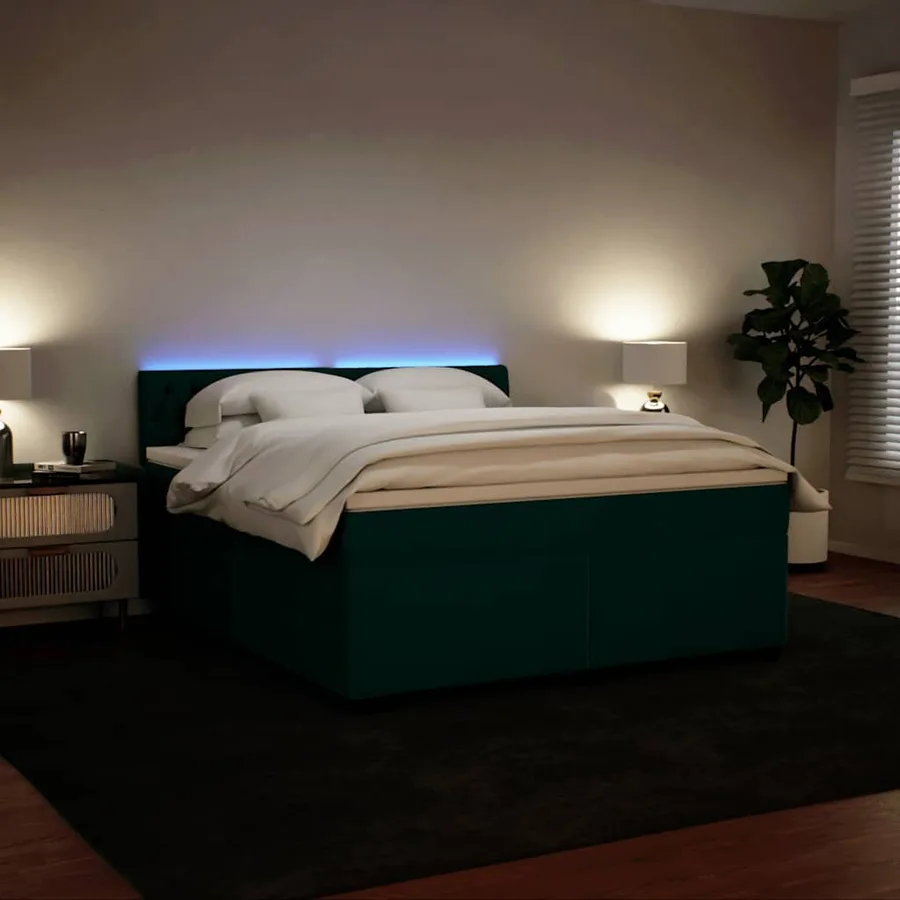 Sommier à lattes de lit et matelas Vert foncé 180x200cm Velours - 4