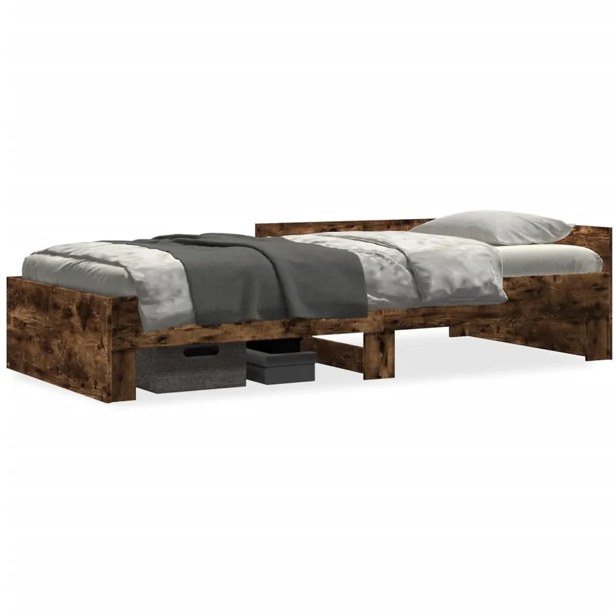 Cadre de lit sans matelas chêne fumé 75x190cm bois d'ingénierie - 2