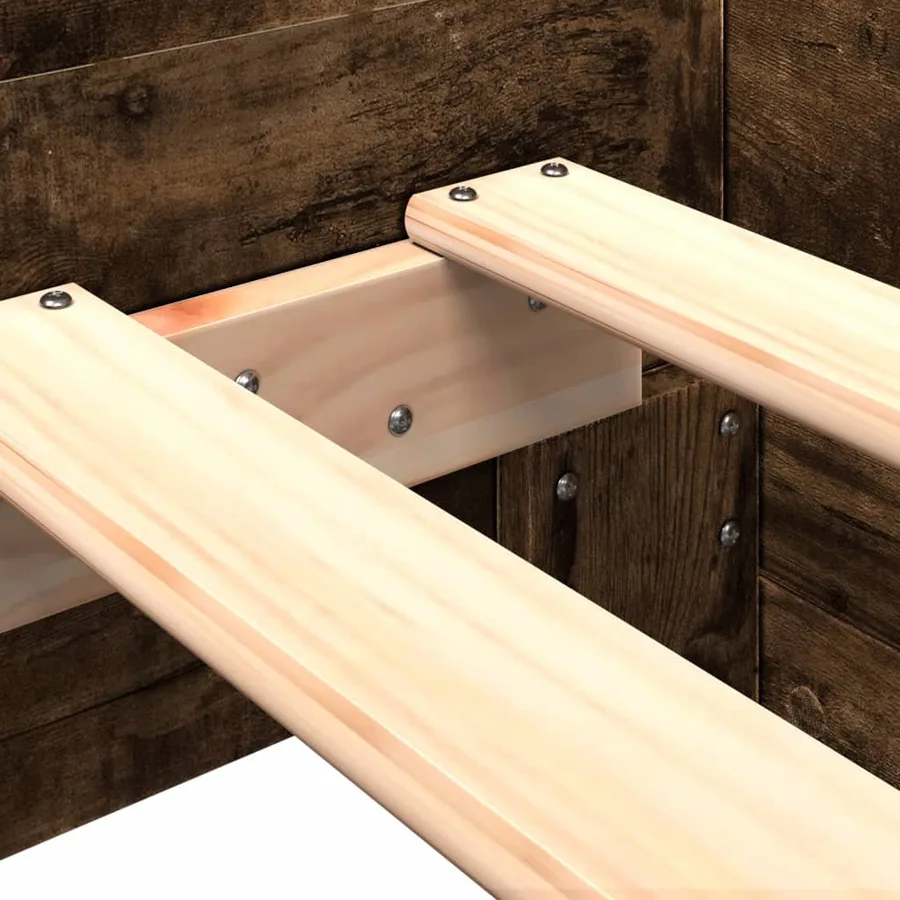 Cadre de lit sans matelas chêne fumé 75x190cm bois d'ingénierie - 7