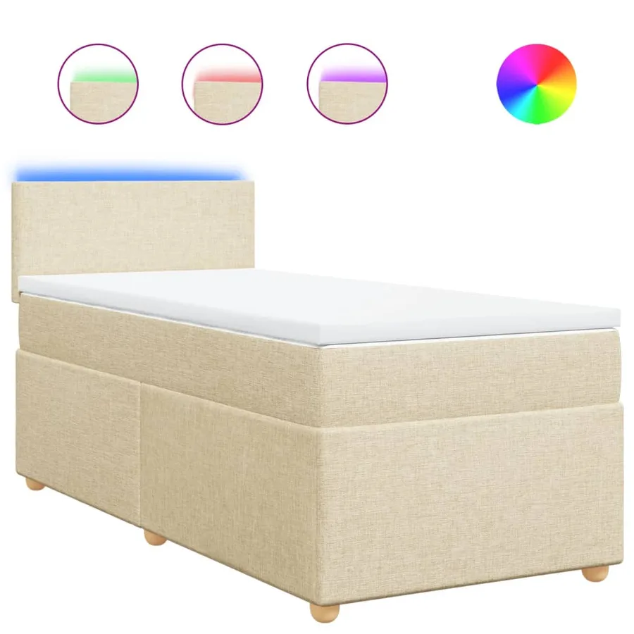 Sommier à lattes de lit et matelas Crème 90x190 cm Tissu - 2