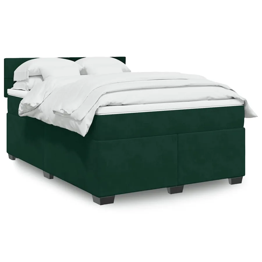 Sommier à lattes de lit et matelas Vert foncé 140x200cm Velours