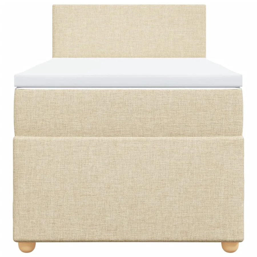 Sommier à lattes de lit et matelas Crème 90x190 cm Tissu - 4