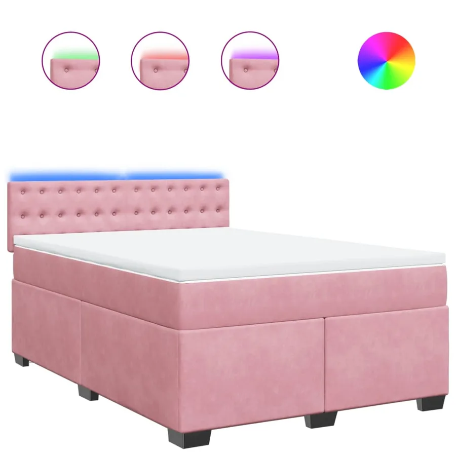 Sommier à lattes de lit avec matelas Rose 140x200 cm Velours - 2