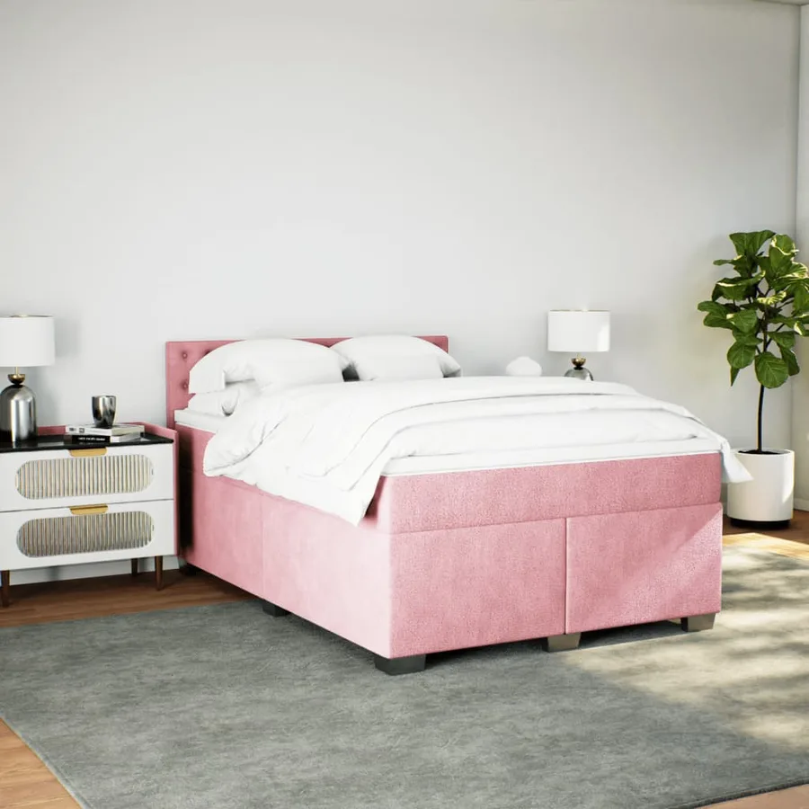 Sommier à lattes de lit avec matelas Rose 140x200 cm Velours - 5