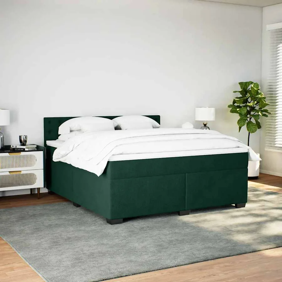 Sommier à lattes de lit et matelas Vert foncé 180x200cm Velours - 3