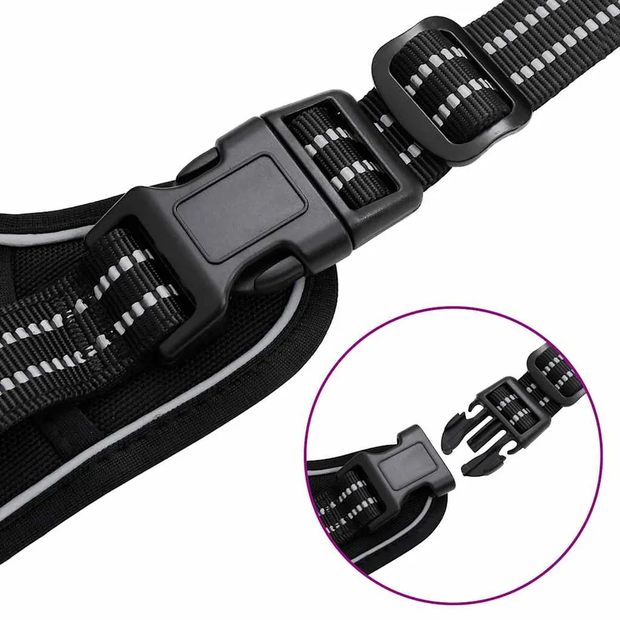 Harnais pour chien avec laisse et collier réglables noir L - 11